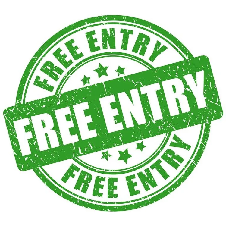 Green Free Entry rubber stamp graphic