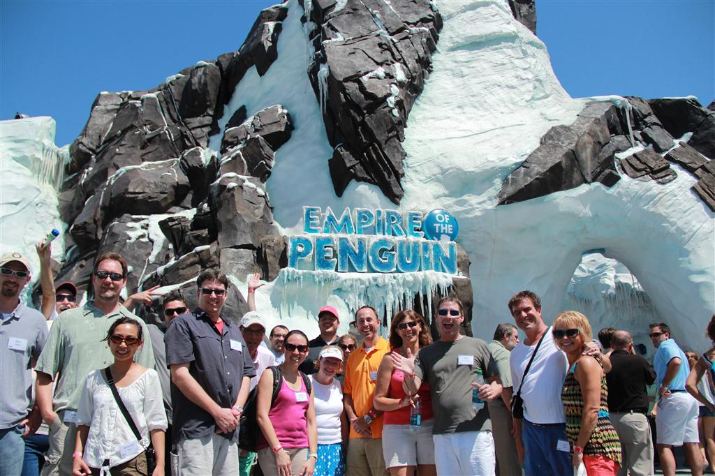 PGAV team poses with Antarctica: Empire of the Penguin at SeaWorld Orlando