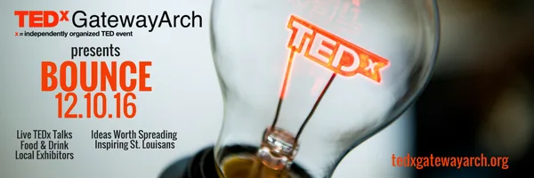 Cartel de bombillas para el evento TEDx Gateway Arch Bounce