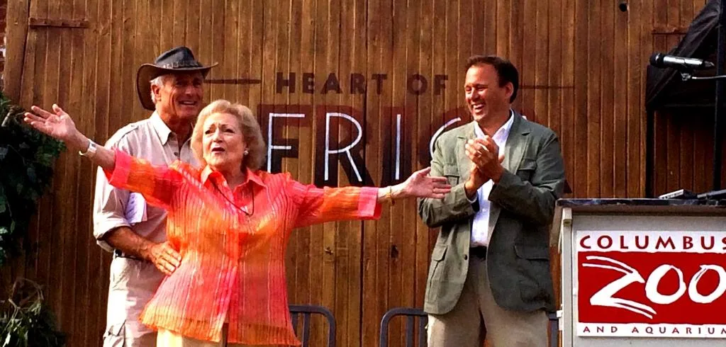 Jack Hanna and Betty White celebrate the opening of Heart of Africa at the Columbus Zoo and Aquarium