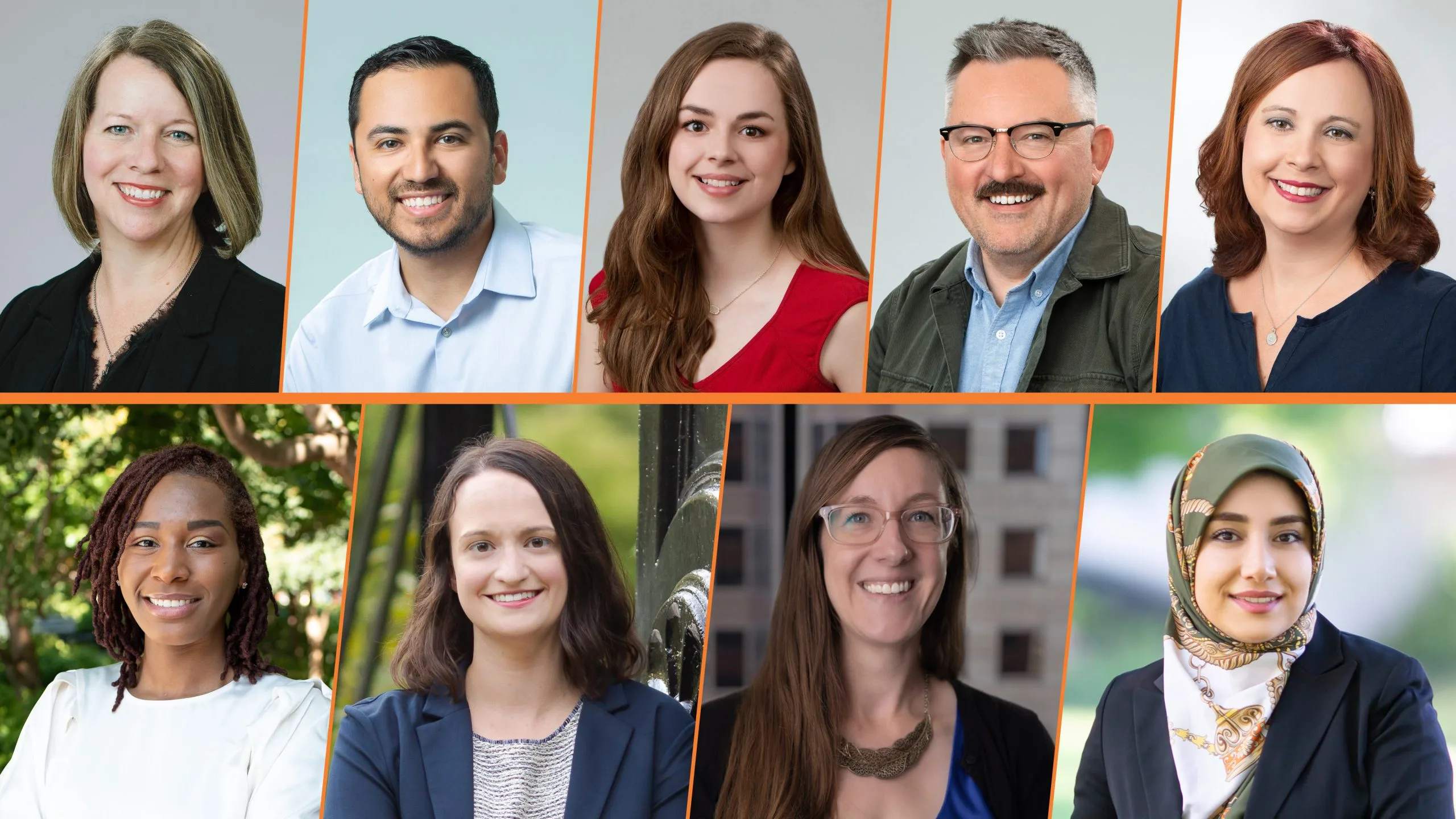 Headshots of nine new team members in the PGAV Destinations and Planners groups