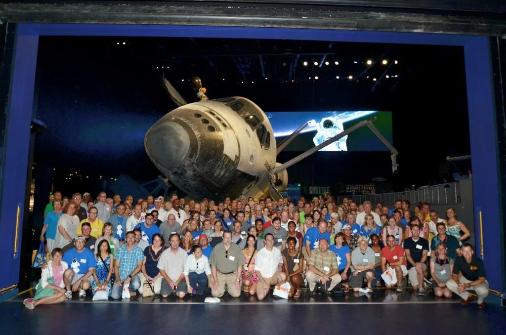 Full shot of PGAV team while visiting Space Shuttle Atlantis at the Kennedy Space Center Visitor Complex
