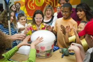 Guests conduct a science experiment at COSI