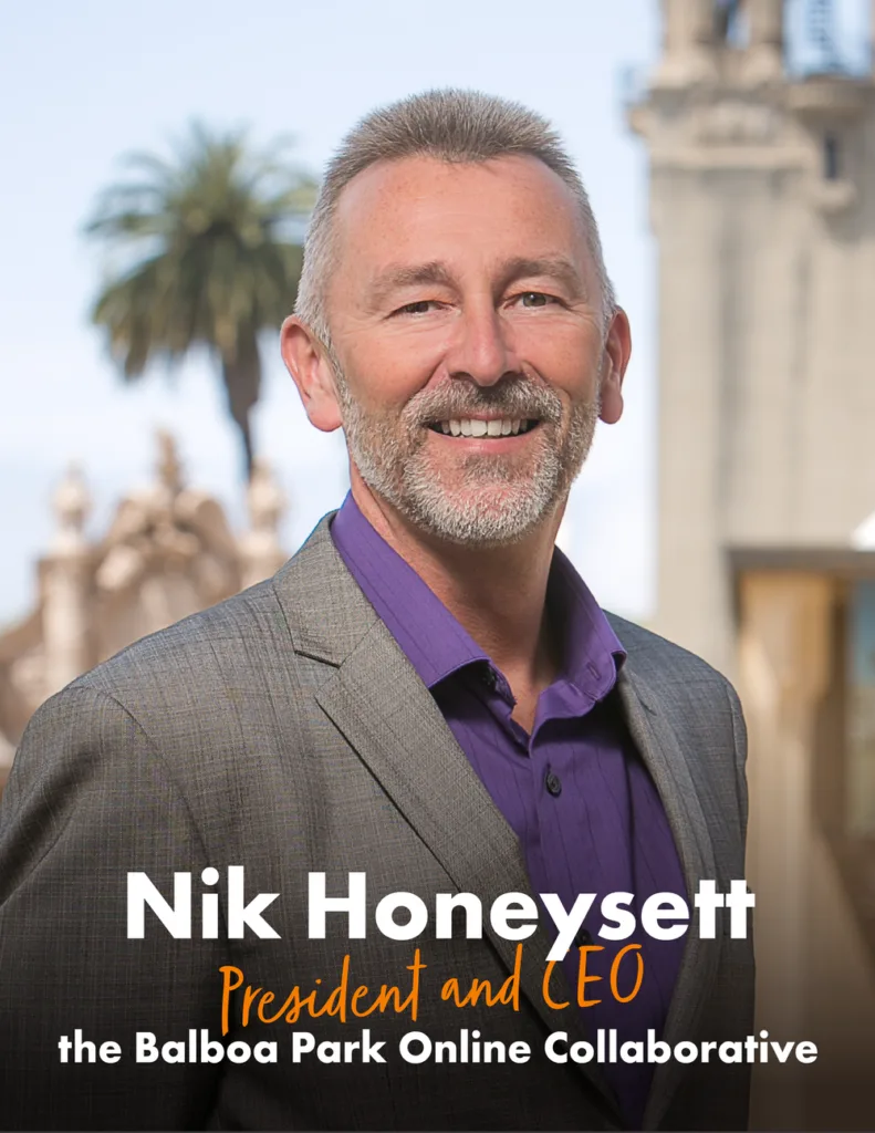 Headshot of Nik Honeysett, President and CEO of the Balboa Park Online Collaborative
