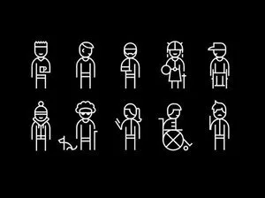 Line icons of diverse people, including a wheelchair user and a person with a guide dog, from Microsoft Inclusive Design