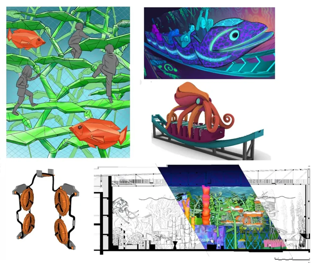 Renderings to scale aquarium design