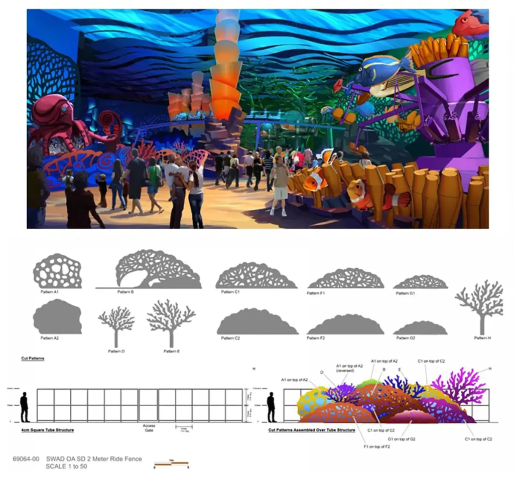 Renderings to scale aquarium design