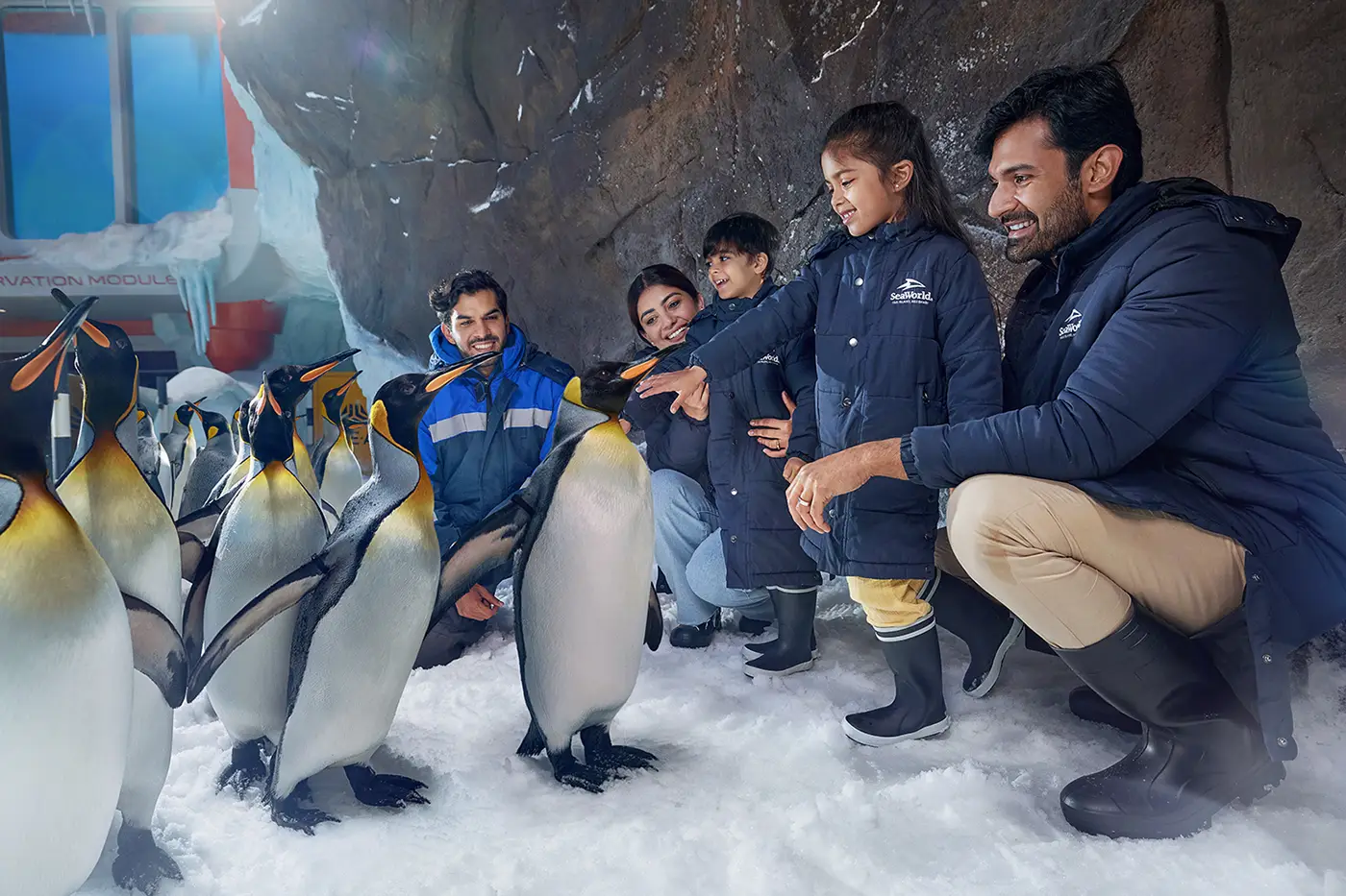 SWAD Family petting penguins
