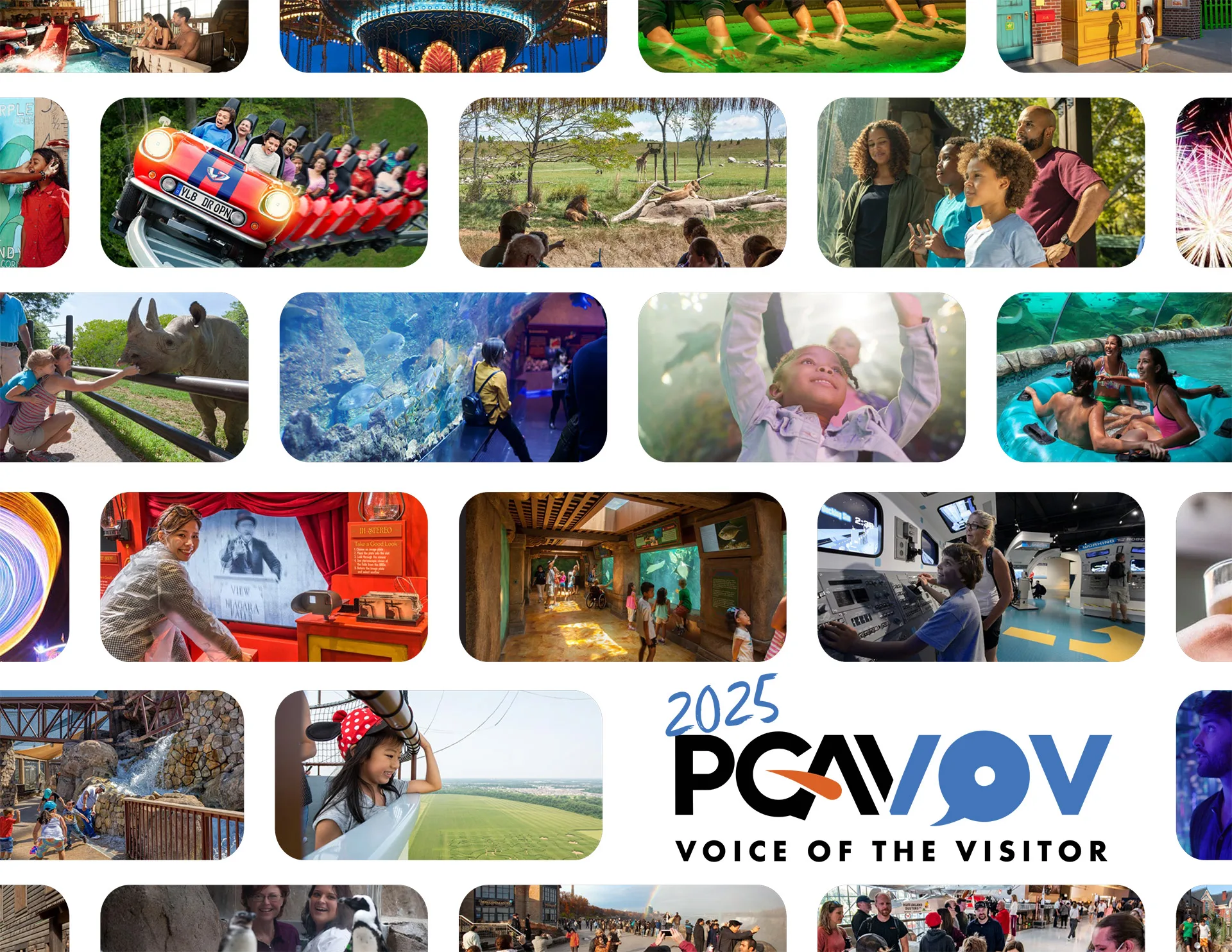 Cover of the 2025 PGAV Voice of the Visitor report: a grid of guests enjoying zoos, parks and museums