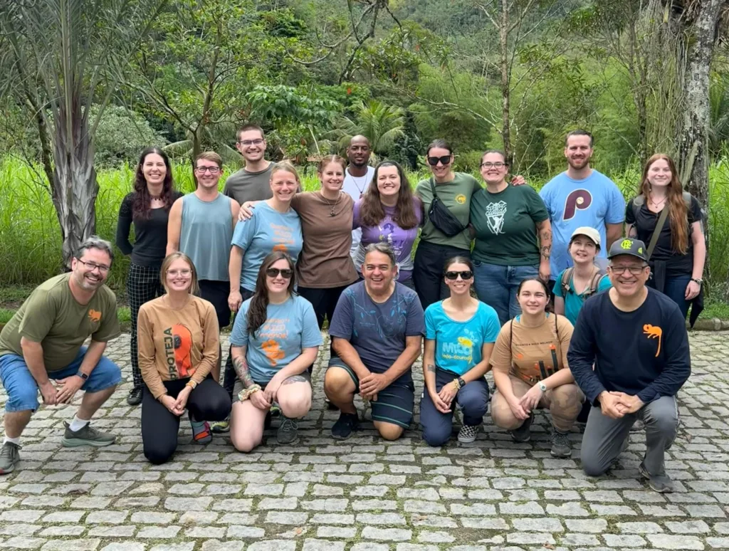 Group photo of the Association of Zoos and Aquariums tour team in Brazil's Atlantic Forest